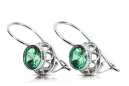 Emerald Sterling silver 925 Earrings Vintage Jewlery vec117s